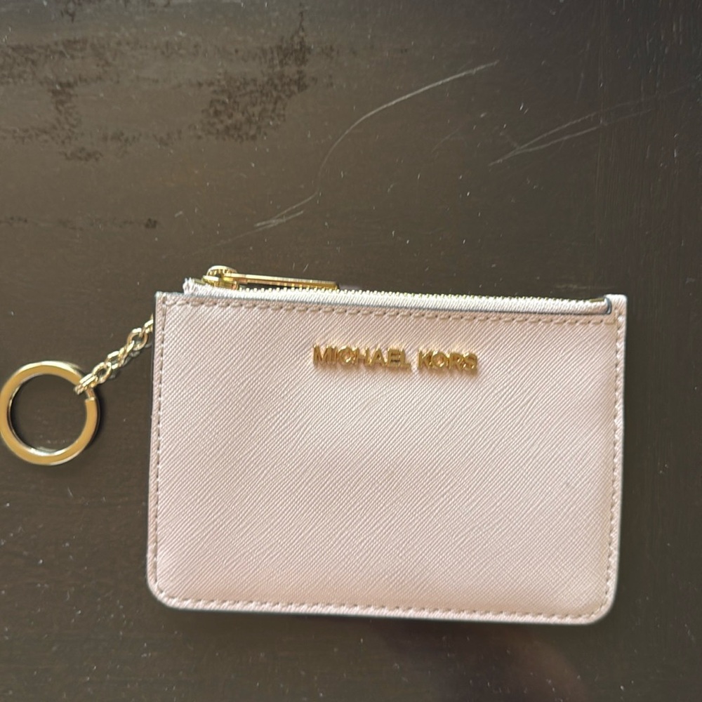 Michael Kors card holder keychain in blush pink